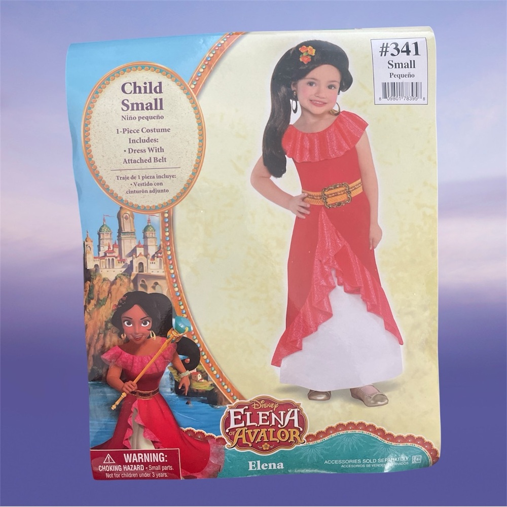Disney Elena Avalor, Costume Halloween: 1 Pc: Dress with Belt, Child Small (4-6)